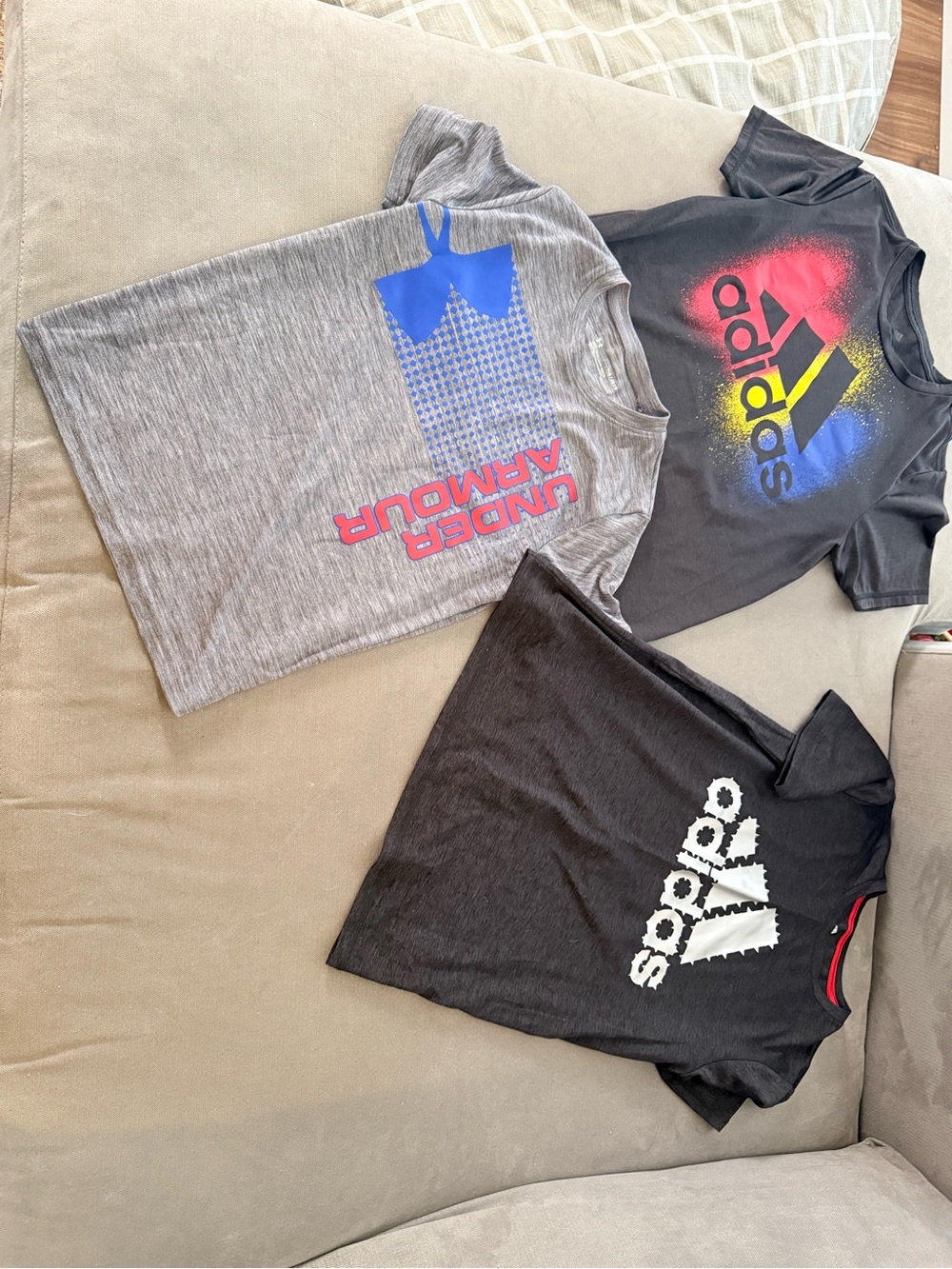 adidas Black Tee with Multicolor Logo and Grey Graphic Tee Set